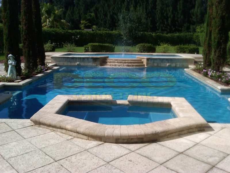 Natural Stone Pavers Near Pool and Hot Tub in Miami Beach, FL