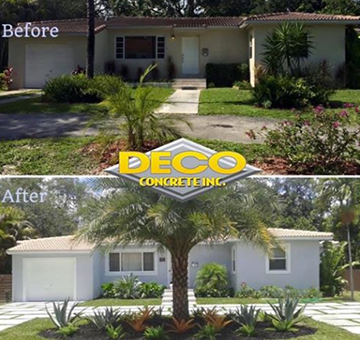 Before & After of Concrete Pads and Landscaping in Aventura, FL