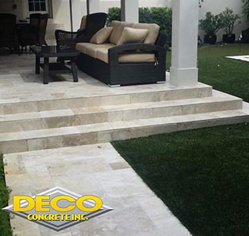 Natural Stone Pavers Near Outdoor Living Space in Doral, FL