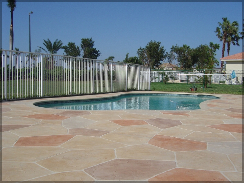 Concrete Overlay by Pool in Pembroke Pines, FL